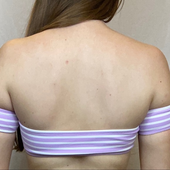 Aerie Purple Striped Off The Shoulder Bikini Top - Picture 2 of 5